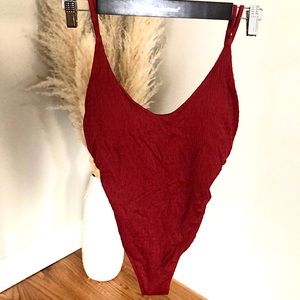 NWT AERIE RED RIBBED ONE PIECE